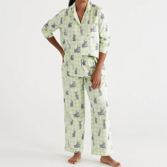 Sussan Other - SUSSAN | BUNNY CHECK COTTON FLANNELETTE PYJAMA SET | PALE MINT | MEDIUM | NWT